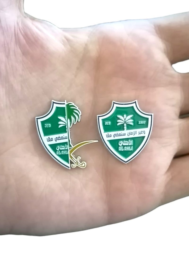 قطعتان من شعار النادي الأهلي، تحملان سيفين ونخلة، رمزًا للفخر، ملصق صغير للهاتف - Image 1